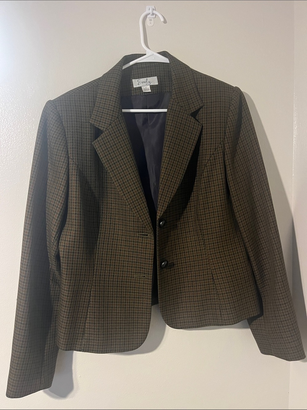 Emily Brown Houndstooth Two-Button Tailored Blazer